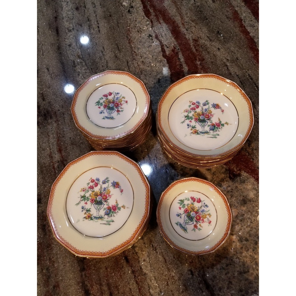 Vintage Charles Ahrenfeldt Limoges Plates & Bowls 36 Pieces- Set for 8